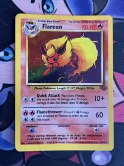 Pokemon TCG Flareon Jungle 3/64 Holo Unlimited Holo Rare Vintage 1999 Card LP - Image 1