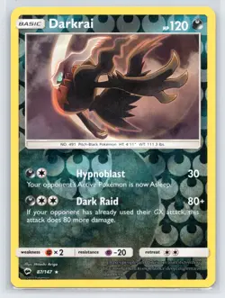 Darkrai 87/147 Reverse Holo Rare Pokemon Card Sun & Moon Burning Shadows 2017 - Image 1