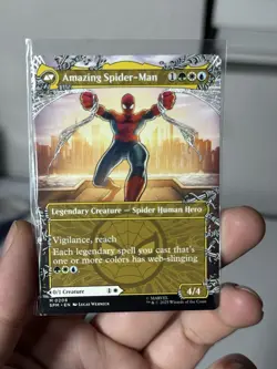 Borderless Peter Parker / Amazing Spider-Man Marvel's MTG Magic non-foil IN HAND - Image 1