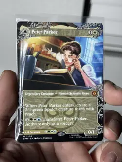 Borderless Peter Parker / Amazing Spider-Man Marvel's MTG Magic non-foil IN HAND - Image 2
