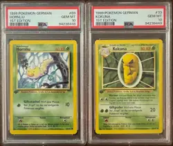 PSA 10 HORNLIU & KOKUNA WEEDLE & KAKUNA 1ST EDITION GERMAN BASE SET POKEMON - Image 1