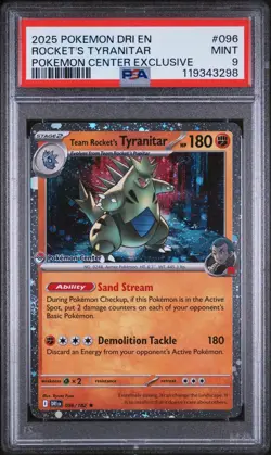 2025 POKEMON DRI EN-DESTINED RIVALS #096 TEAM ROCKET'S TYRANITAR PSA 9 - Image 1