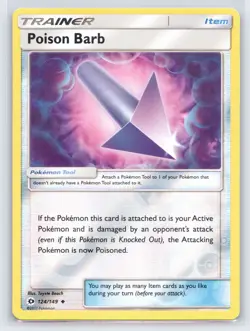 Poison Barb 124/149 Rev Reverse Holo Sun & Moon Base SM Pokemon - Image 1