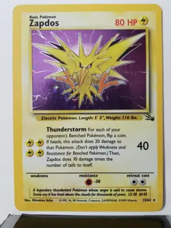 HOLO Zapdos 15/62 - VLP / NM - RARE 1999 Fossil Pokemon Card - $2 Flat Shipping - Image 2