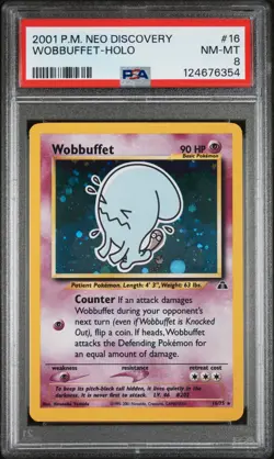 2001 POKEMON NEO DISCOVERY #16 WOBBUFFET-HOLO PSA 8 - JUST GRADED - Image 1