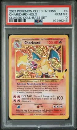 Pokemon Charizard 4/102 PSA 10 Gem Mint Celebrations Classic Coll. Holo Rare - Image 1