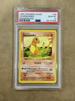 Pokemon 1999 Base Set Shadowless Charmander 46/102 PSA 10 GEM MINT WOTC - Image 1