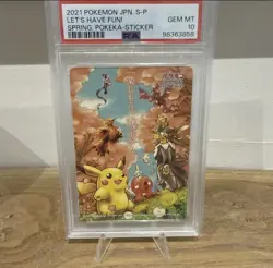 PSA 10 Gem Mint Pokemon Let's Have Fun! Spring, Pokeka Sticker Pikachu - Image 1