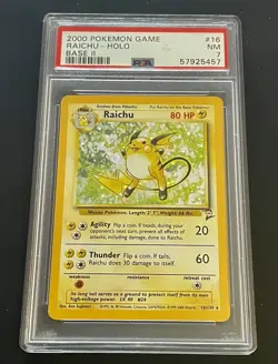 PSA 7 RAICHU 16/130 Base Set 2 Holo 2000 Pokemon Trading Card NM - Image 1