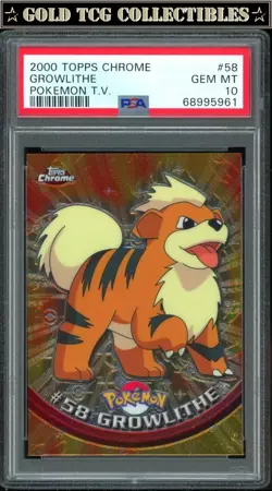 PSA 10 ⭐ Pokemon Growlithe 58 Chrome Topps Holo Foil TV 2000 Graded Card - Image 1