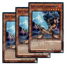 Yugioh - Blue Flame Swordsman x 3 - NM - Plus Free Holographic Card - Image 1