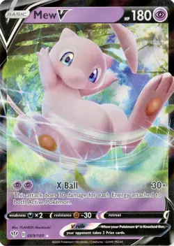 Mew V 069/189 SWSH Darkness Ablaze Ultra Rare Pokemon NM Near Mint Card - Image 1