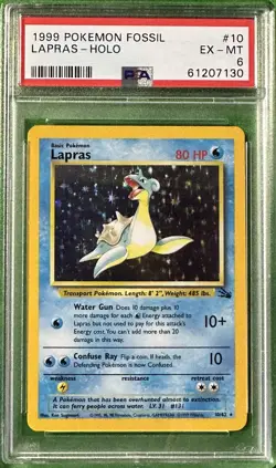 1999 Pokemon TCG Fossil Lapras Holo 10/62 PSA 6 EX-MT - Image 1