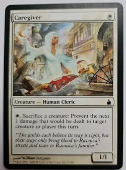 MTG Magic The Gathering Card Caregiver Creature Human Cleric White Ravnica - Image 1