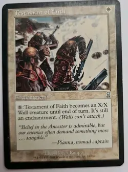 MTG Magic The Gathering Card Testament of Faith Enchantment White Odyssey - Image 1