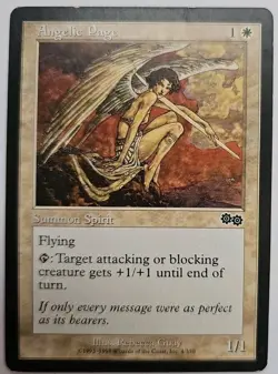 MTG Magic The Gathering Card Angelic Page Summon Spirit White Urza's Saga - Image 1