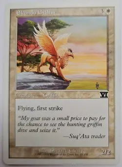 MTG Magic The Gathering Card ekundu Griffin Creature Griffin White VI 6th Editio - Image 1