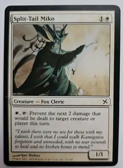 MTG Magic The Gathering Card Split-Tail Miko Creature Fox Cleric White BOK - Image 1