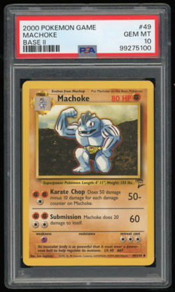 2000 POKEMON GAME BASE 2 #49/130 MACHOKE PSA 10 **LOW POP 44** - Image 1
