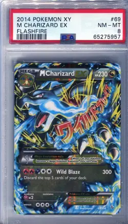 PSA 8 M Charizard EX 69 XY Flashfire Pokemon Card 2014 - Image 1