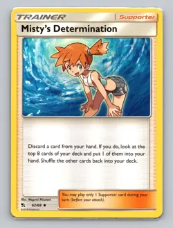 Misty's Determination 62/68 Hidden Fates Uncommon NM Pokemon Card Sun Moon 2019 - Image 1