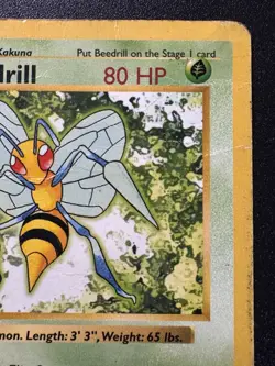 1st Edition Shadowless Beedrill 17/102 Base Set Pokemon Card Rare HP - Image 4