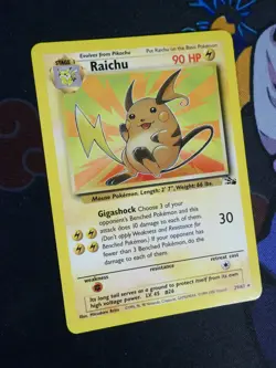 LP Pokemon (3rd Print 1999-2000) RAICHU Card FOSSIL Set 29/62 Non-Holo Rare - Image 2