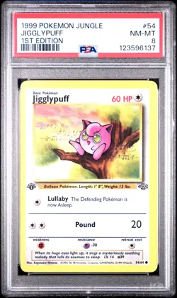 PSA 8 NM/MT 1999 POKEMON JUNGLE 54 JIGGLYPUFF 1ST EDITION ENGLISH - Image 1