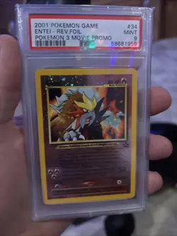 PSA 9 2001 Entei Reverse Holo #34 Pokemon TCG Movie 3 Black Star Promo Mint - Image 1