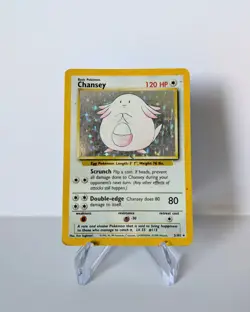 Chansey 3/102 - Base Set Holo Rare - Vintage Pokemon TCG - WOTC 1999 - MP/HP - Image 1