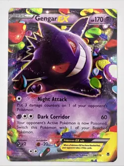 2014 XY Phantom Forces Pokemon TCG Gengar ex 34/119 Ultra Rare Holographic LP - Image 1