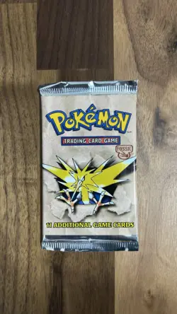 Pokemon Fossil Unlimited Booster Pack Vintage - Zapdos Art - SEALED - Image 2