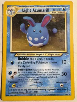 Light Azumarill Pokemon Card 13/105 Neo Destiny Holo MP - Image 1