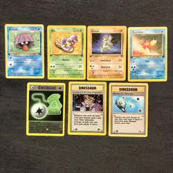 Vintage Pokemon TCG 7 Card Lot 1st Ed. French- Fossil Team,Rocket Un/Common WOTC - Image 2