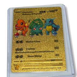 Pokemon Charmander, Squirtle, Bulbasaur GX 3/HP 140 Gold Foil Fan Art Card - Image 1