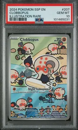 2024 POKEMON SSP EN-SURGING SPARKS ILLUSTRATION RARE #207 CLOBBOPUS PSA 10 - Image 1