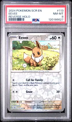 2024 POKEMON SCR EN-STELLAR CROWN REVERSE HOLO #113 EEVEE PSA 8 - Image 1