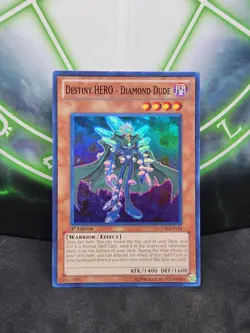 Yugioh Destiny HERO - Diamond Dude LCGX-EN124 Super Rare 1st Edition NM - Image 1