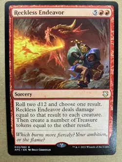 MTG 1x Reckless Endeavor # 33 Commander Adventures in the Forgotten Magic x1 NM - Image 1