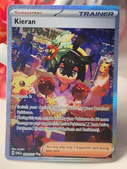 Pokemon TCG- KIERAN Full Art Trainer ALT ART Holo Twilight Masquerade 218/167 NM - Image 1