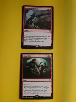 Mob Rule & Relentless Assault. Red rares VOC & CMR MTG 2 Card. - Image 1