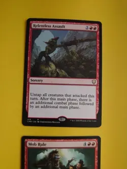 Mob Rule & Relentless Assault. Red rares VOC & CMR MTG 2 Card. - Image 3