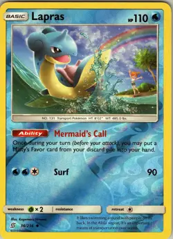 Lapras 36/236 Uncommon - Pokemon TCG SM: Unified Minds - Reverse Holo (NM) - Image 1