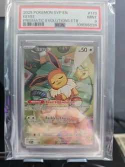 Pokemon TCG Prismatic Evolutions Eevee SVP 173, ETB Promo PSA 9 - Image 1