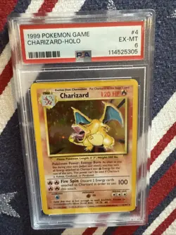 1999 Pokemon TCG Charizard Base Set Holo Rare PSA Graded 6 - Image 2