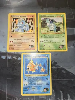 Giovanni's Gym Challenge 3 Card Lot Nidoran, Magikarp, Machop Pokemon - Image 1
