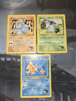 Giovanni's Gym Challenge 3 Card Lot Nidoran, Magikarp, Machop Pokemon - Image 4