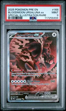 2025 POKEMON PRE SPECIAL ILLUSTRATION RARE #168 BLOODMOON URSALUNA EX PSA 9 - Image 1