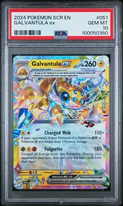 PSA 10 GEM MINT Galvantula EX 051/142 POKEMON SV: Stellar Crown ::RAINBOW:: - Image 1