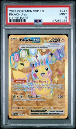 2024 POKEMON SSP EN-SURGING SPARKS 247/191 HYPER RARE PIKACHU #247 EX PSA 9 - Image 1